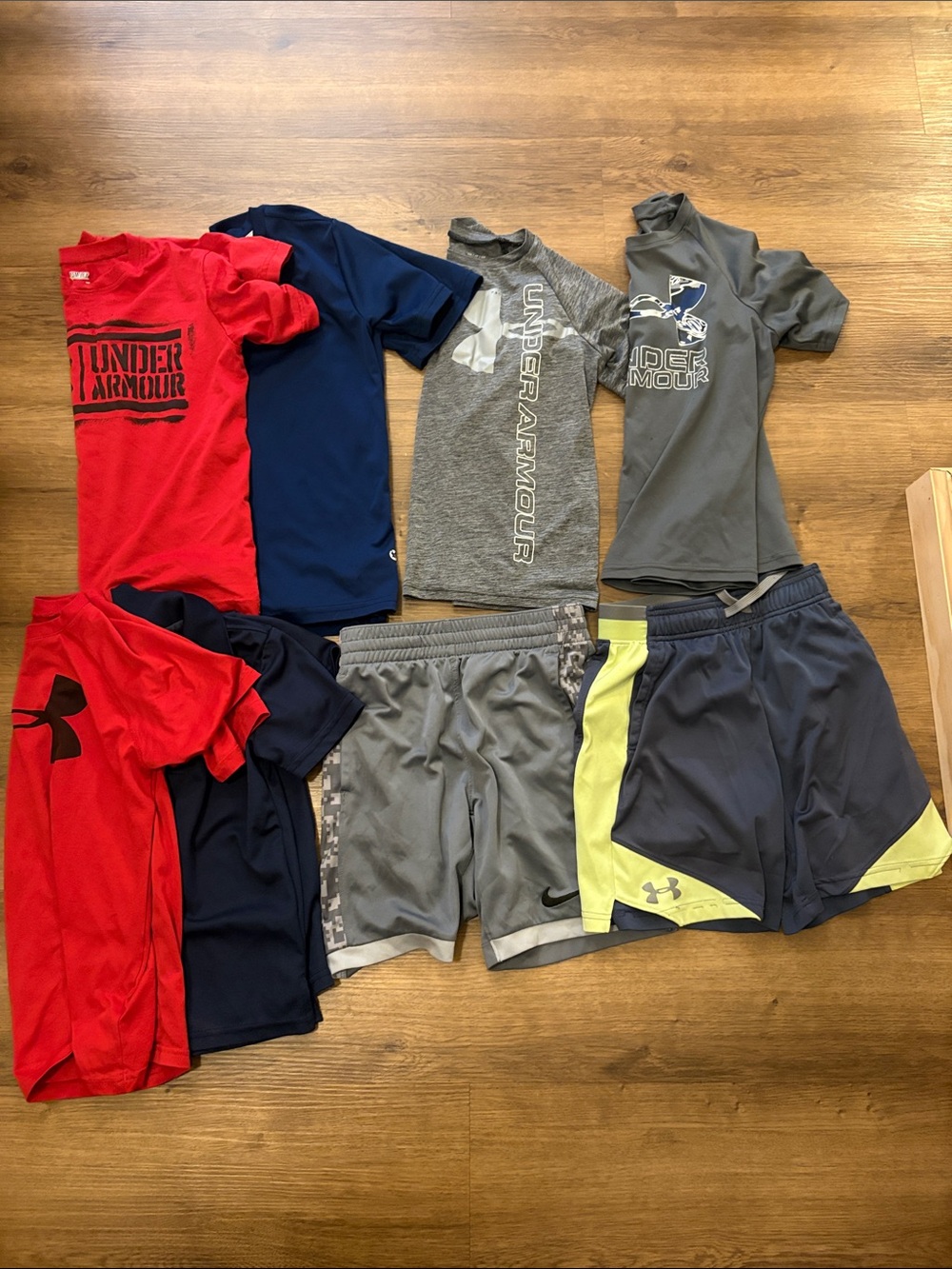 Under Armour Boys Athletic Shirt & Shorts Set - Red, Navy, Gray, Neon Yellow